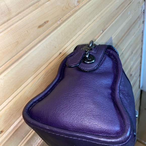 Coach Dark Plum Ryder Satchel Leather Handbag with Turnlock - Picture 5 of 12